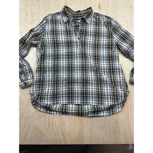 The North Face Women’s Button 1/4 Plaid Cotton Short Blue Gold Long Sleeve L